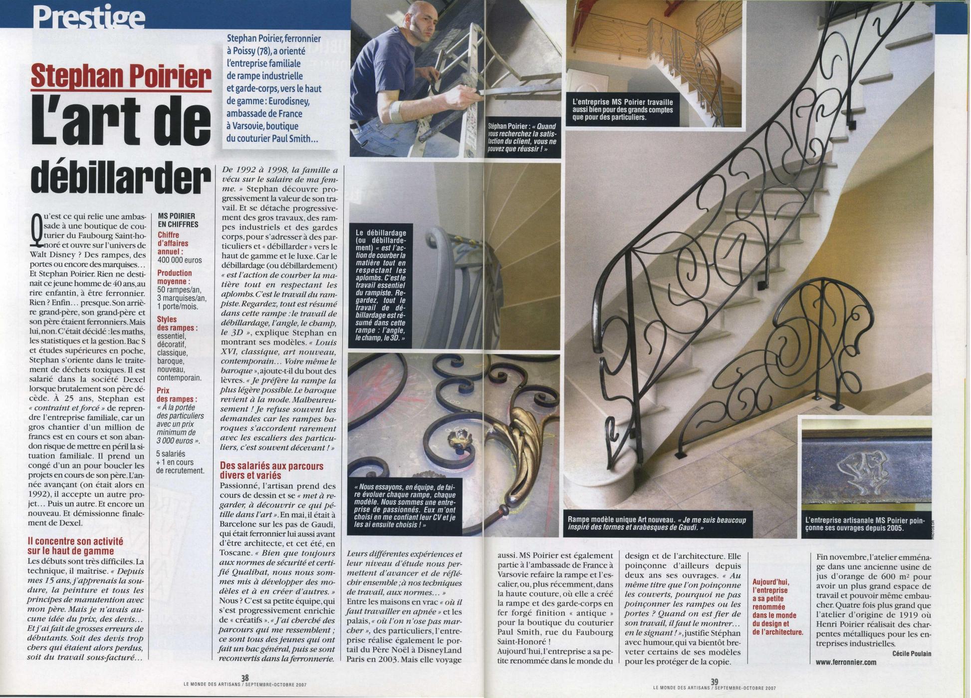 Article de presse sur les rampes d'escalier de prestige 