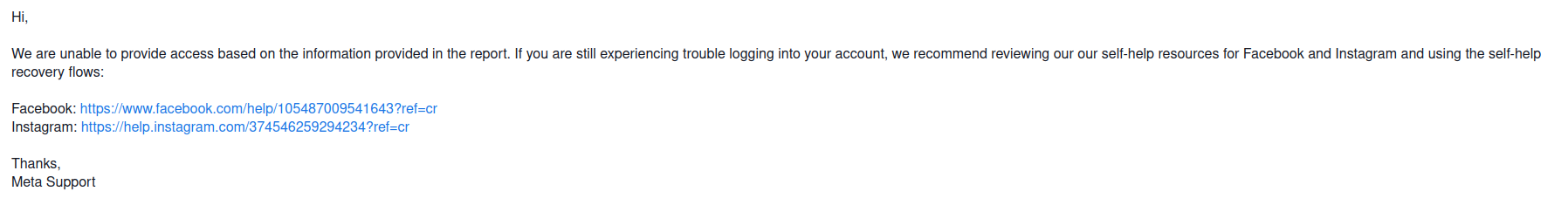 Mail envoyé par META